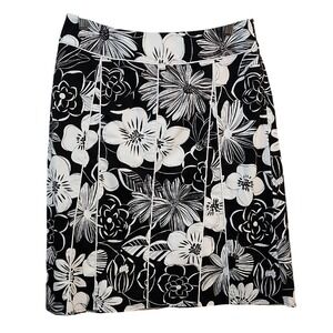 Grace Elements Black and White Floral A Line Sratement Skirt 8‎